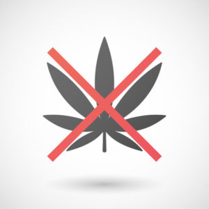 38945846 - illustration of a not allowed icon with a marijuana leaf